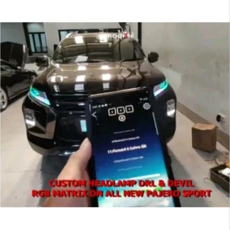 Paketan lengkap Headlamp Custom Devil Alis RGB Proji BILED Pro7 all new Pajero sport