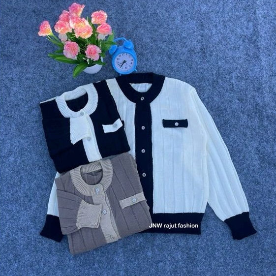 HIKUMI CARDIGAN RAJUT KANCING SAKU BAJU KEKINIAN