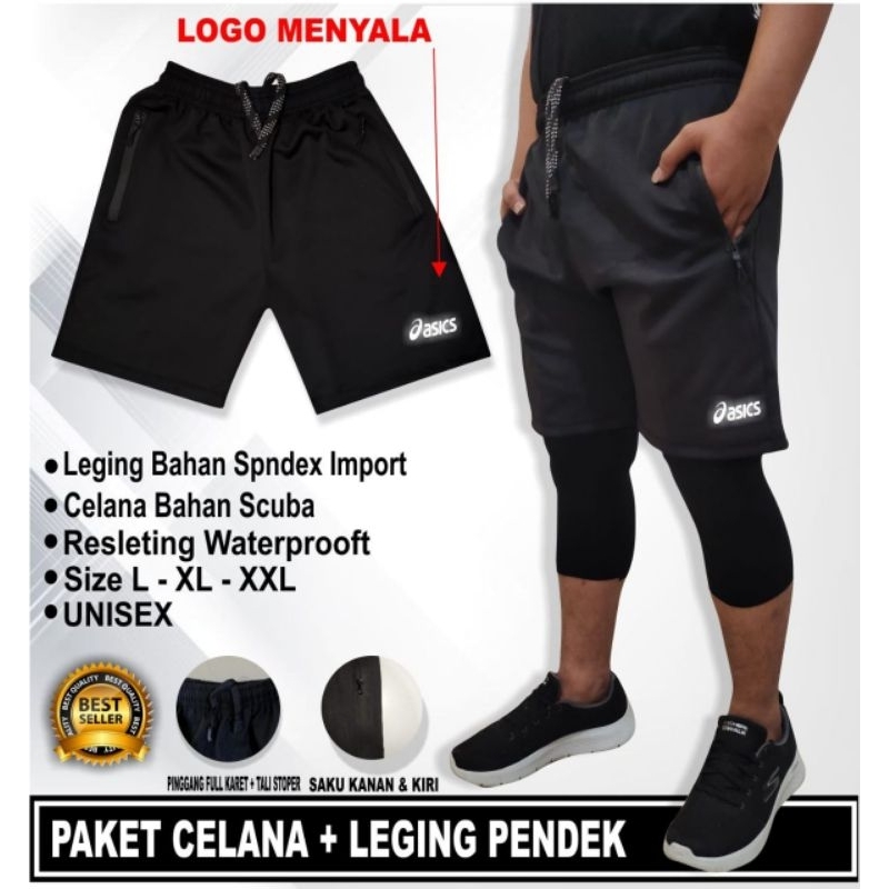 Pakain olahraga pria dan celana leging ketat olahraga badminton futsal sepak bola voli bawahan olahr