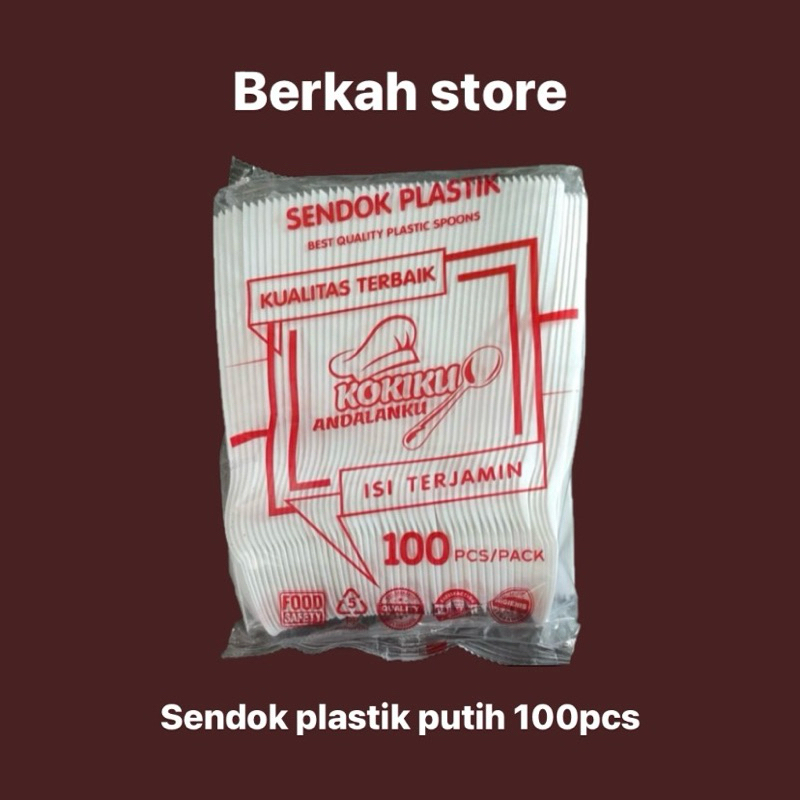 Sendok makan putih isi 100 pcs / Sendok plastik kokiku / Sendok Plastik