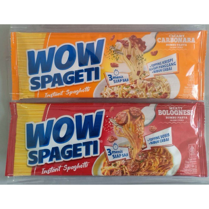 

WOW spageti/spaghetti instan | variant creamy carbonara dan meaty bolognese