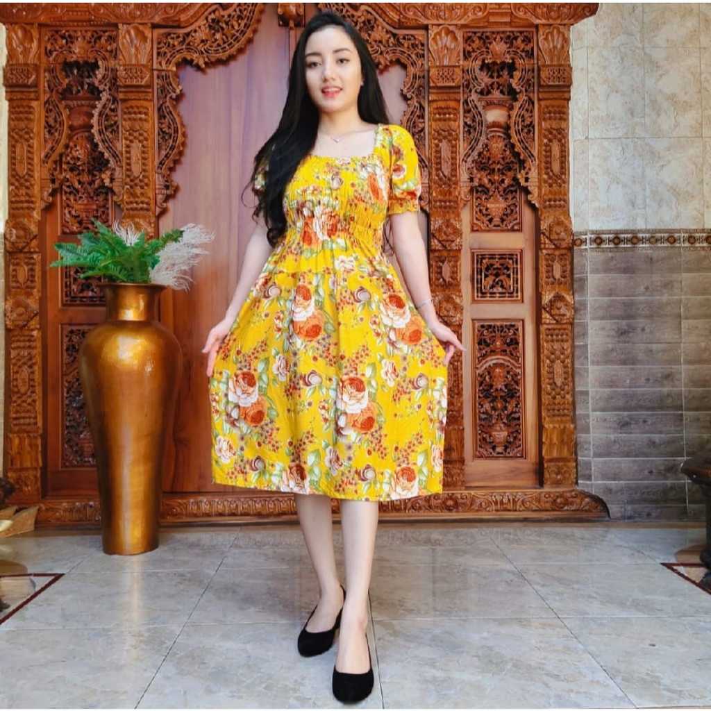 DRESS SABRINA DASTER BUMIL // DASTER BANGKOK DADA KERUT MOTIF BUNGA SAKURA