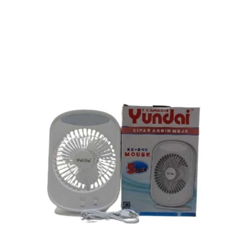 Kipas Angin Meja Yundai KK-295 Mouse 5" Bisa AC/DC + LED