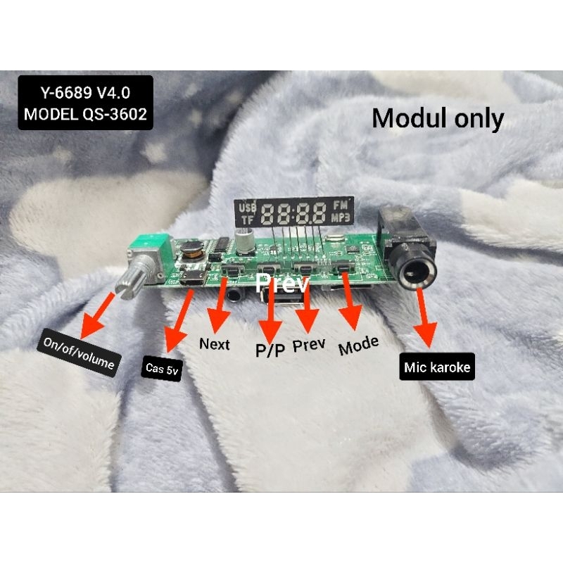 MODUL mesin speaker Bluetooth mp3 Y-6689 V4 Model Qs-3602 super bass mantap top