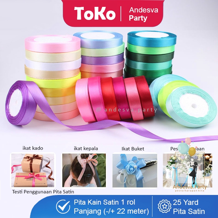 

Pita Satin Polos warna warni / Pita kerajinan tangan / pita buket souvenir