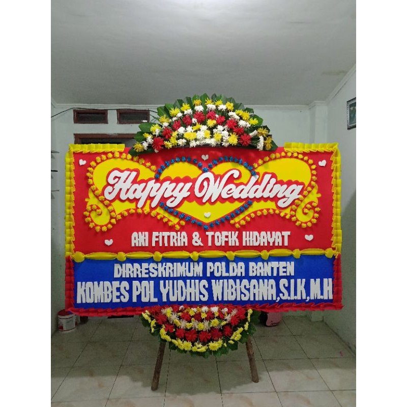 karangan bunga papan happy wedding kota serang Banten, murah, rapih