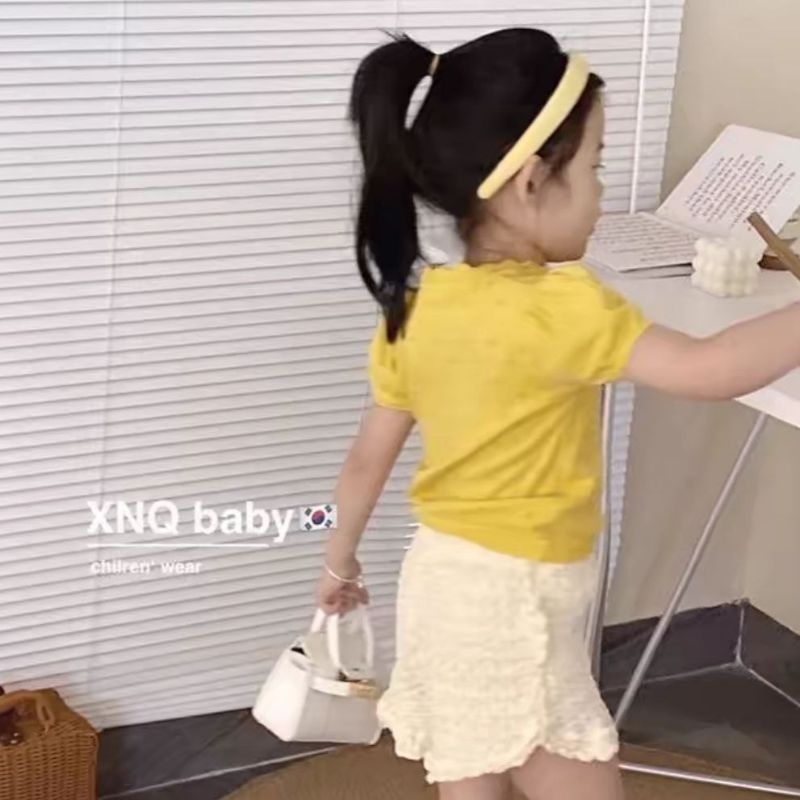 Setelan Bayi Anak Perempuan Crinkle Celana Pendek Berkualitas Import Set Wrinkle Kriwil Lucu