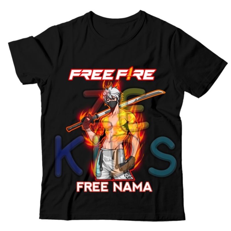 BISA COD FREE NAMA KAOS ANAK ANAK FF CHAR PEDANG MERAH BAJU ANAK FF