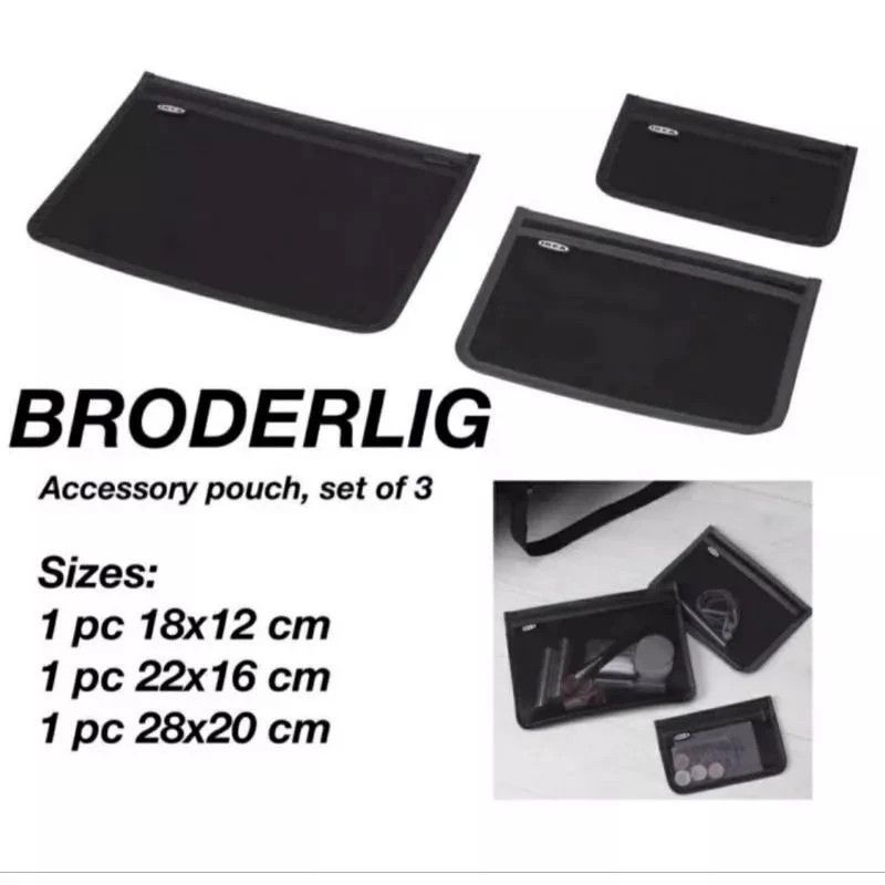 Ikea Broderlig Pouch Aksesoris Set Isi 3