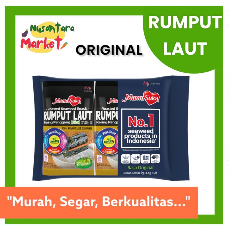 

GIM NORI ORIGINAL RUMPUT LAUT MAMASUKA | 4.5 GR | NUSANTARA MARKET
