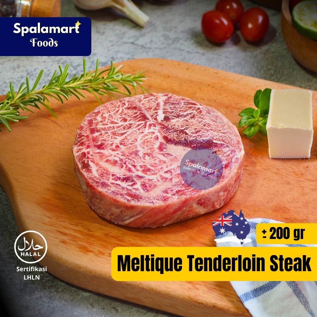 

Meltique Tenderloin Steak Import AUS - Daging Steak, Barbeque, Grill ukuran +- 200gr