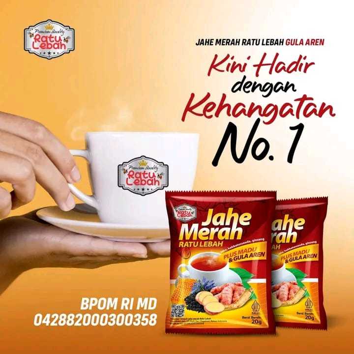 

Minuman Jahe Merah Ratu Lebah Serbuk plus gula aren 10 sacshet