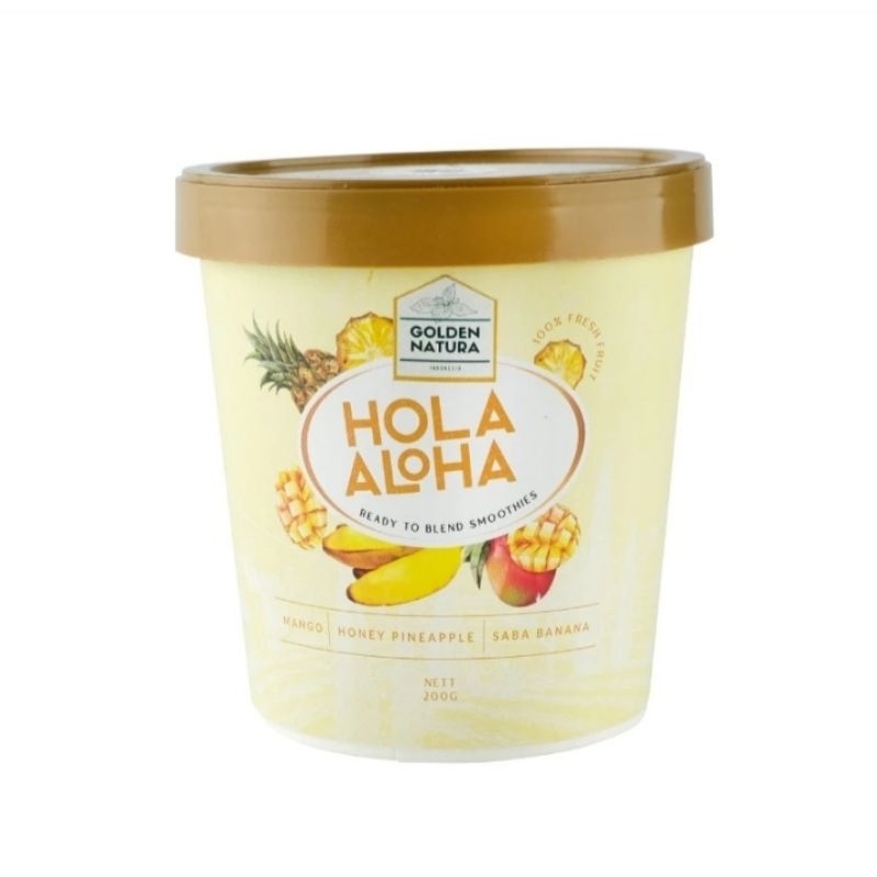 

Golden Natura Indonesia Smoothies Frozen Ready To Blend HOLA ALOHA ( Mangga, Nanas, Pisang ) | Berat Bersih 200gr