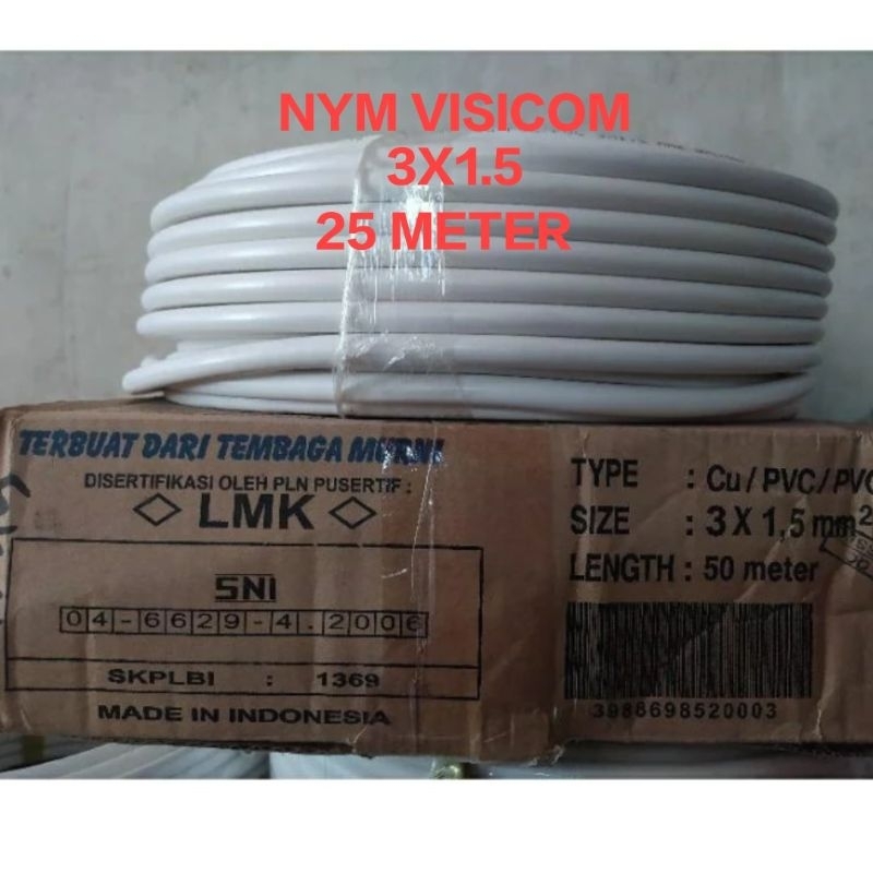 KABEL LISTRIK NYM VISICOM 3X1.5 (25M) KABEL VISICOM TEMBAGA ASLI SNI