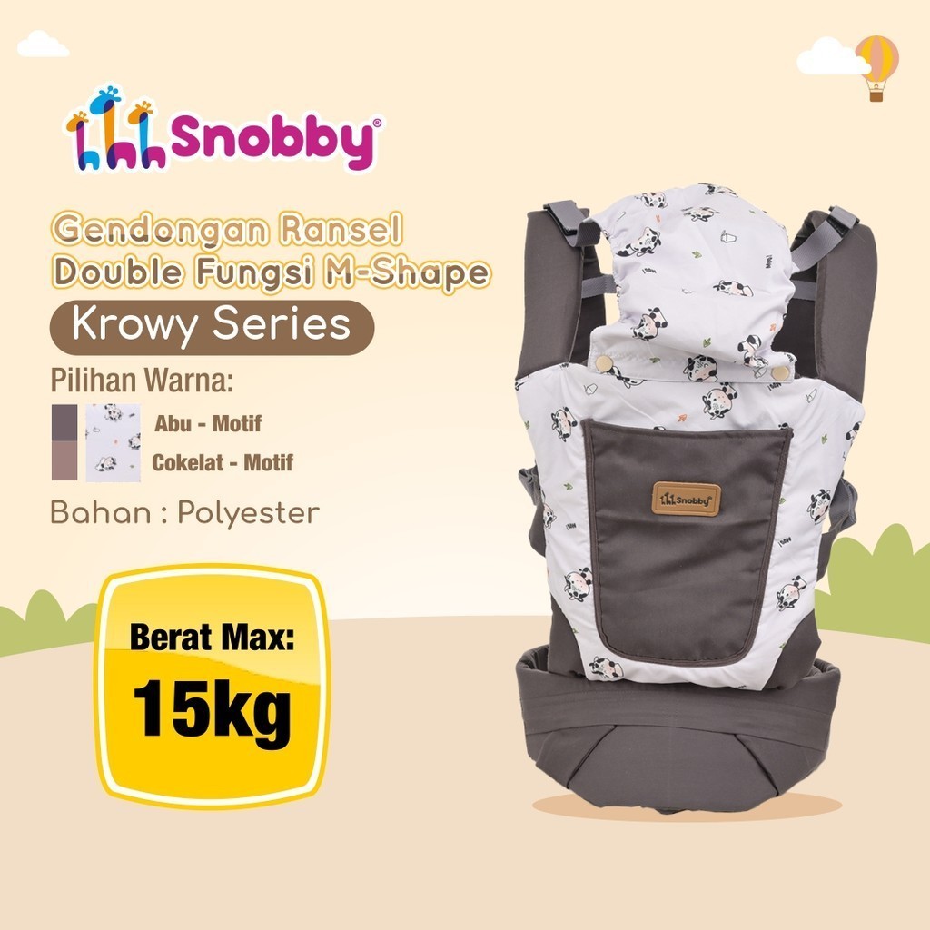 Snobby Gendongan Ransel Double M-Shape Bayi Double Fungsi Krowy Series SBG8741 [1pc]
