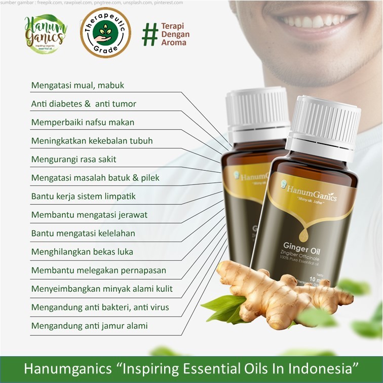 HANUMGANICS HERBAL ESSENTIAL OIL GINGER MINYAK Jahe merah essensial aromaterapi diffuser 100% murni