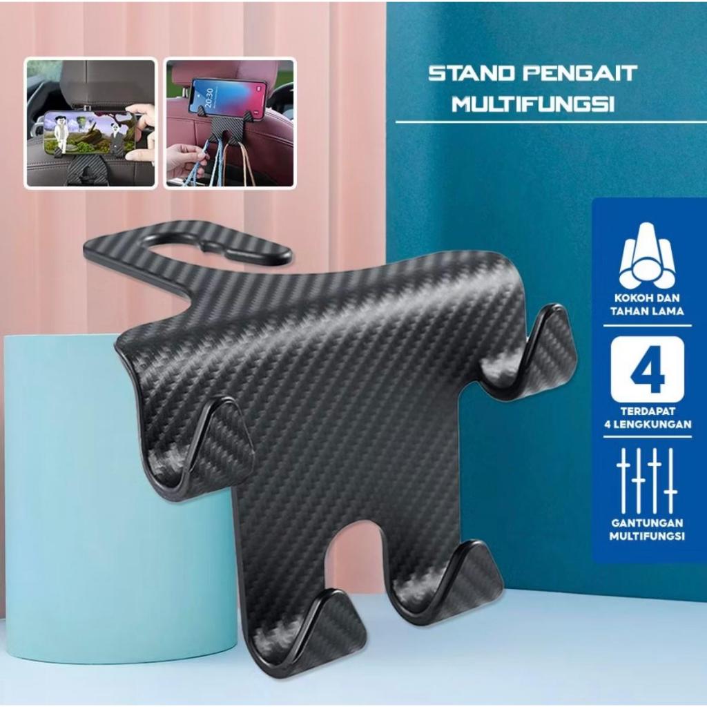 Stand Pengait Mobil Bahan Tebal Holder Hp Headrest Mobil Multifungsi/Gantungan Jok Mobil Belakang Un