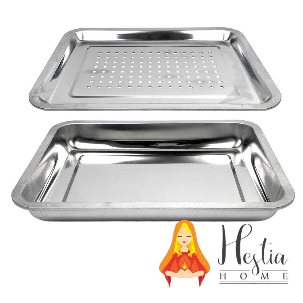 HOME PRO Baking + Tray Lubang Stainless Nampan Tebal Dan Nampan Lubang