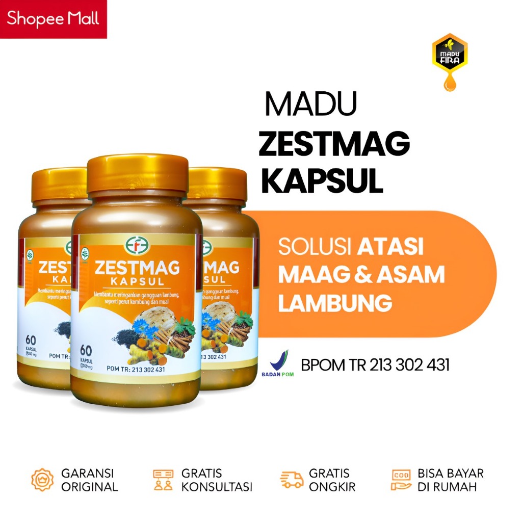 KAPSUL ZESTMAG - Solusi Membantu Atasi Maag dan Asam Lambung 3 Botol