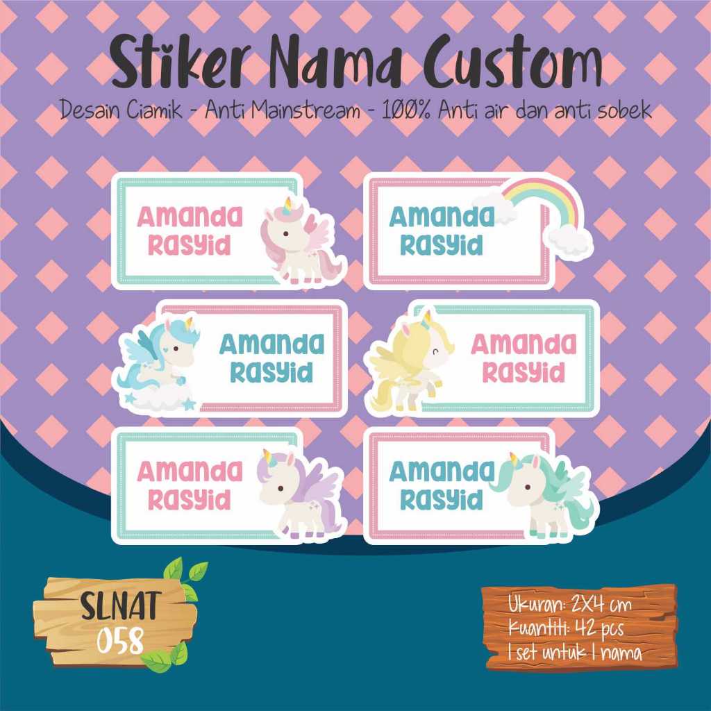 

Infinity Label Stiker Nama Anak Tas Sepatu Buku Sekolah Baju Botol SLNAT-058 Desain Anti Mainstream 2x4cm Waterproof 42pcs