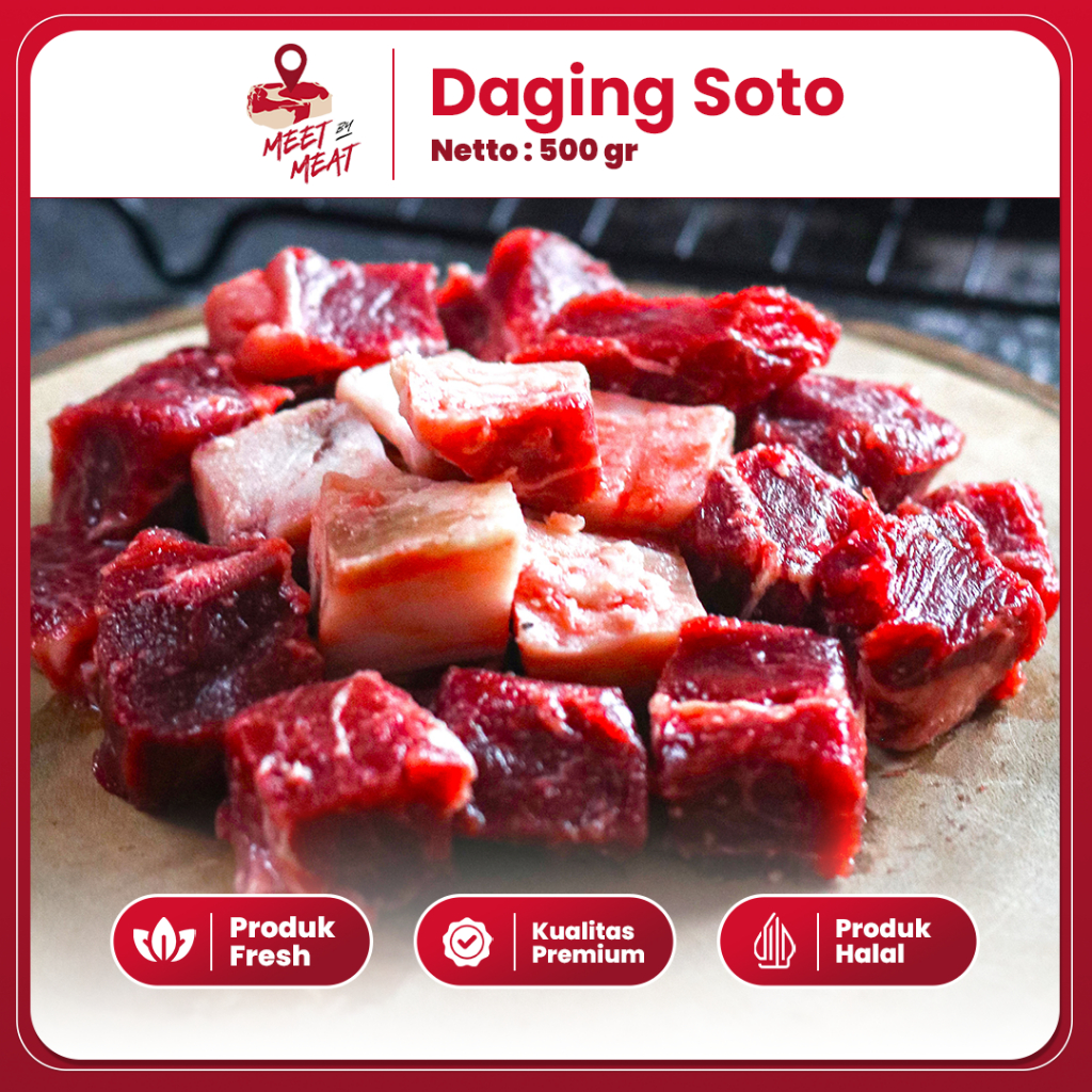 

Daging Potong Siap Masak Untuk Olahan Sop dan Soto Campuran Lemak Choice Kualitas Terbaik Meetbymeat