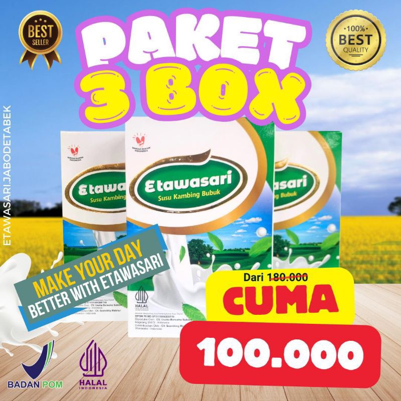 

susu kambing bubuk etawa Etawasari kemasan 200 gram BPOM Halal termurah ASLI