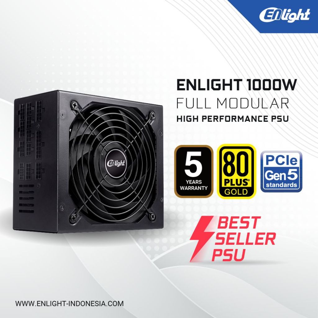 ENLIGHT 1000 WATT 80 PLUS GOLD FULL MODULAR PCI-E Gen 5.0 POWER SUPPLY PSU 12VHPWR
