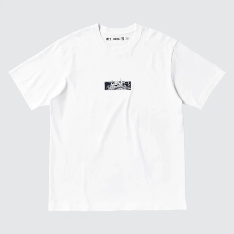 UNIQLO Men UT T-Shirt Kaos Pria Grafis One Piece 25th Lengan Pendek White