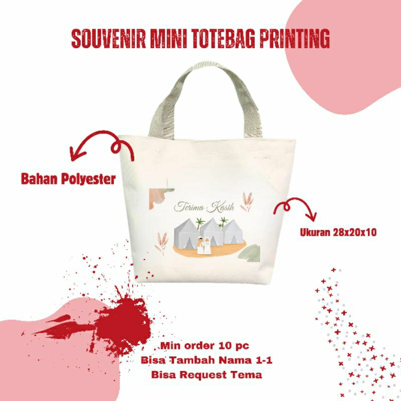 Souvenir Tas Totebag Haji Umrah Printing Custom Totebag Mini Printing