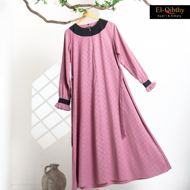 El Qibthy - Gamis Fitria Emboss Jumbo XXL Material Kain Qinana Emboss Premium Grade A Adem Halus Lem