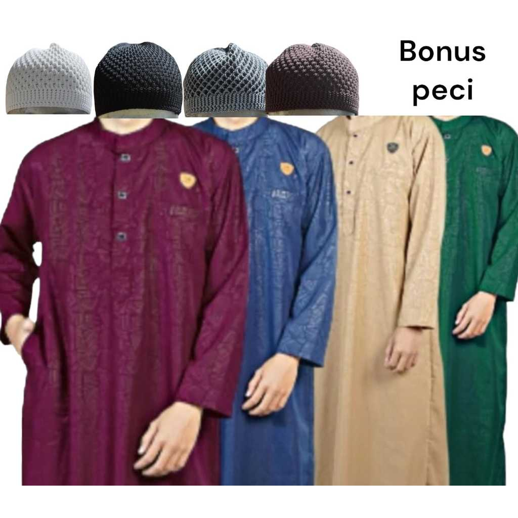 AS-SULTAN BONUS PECI/JUBAH PRIA/gamis pria/Gamis jubah pria dewasa  jubah  exclusive terbaru.