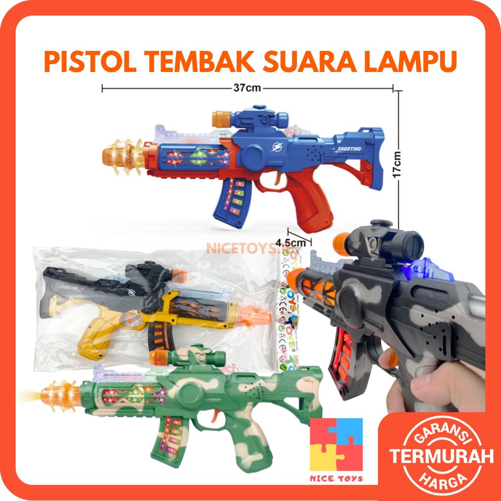 Pistol Tembak Suara Lampu Mainan Tembak Tembakan Mainan Anak Bunyi Nyala Mainan Pistol Mainan