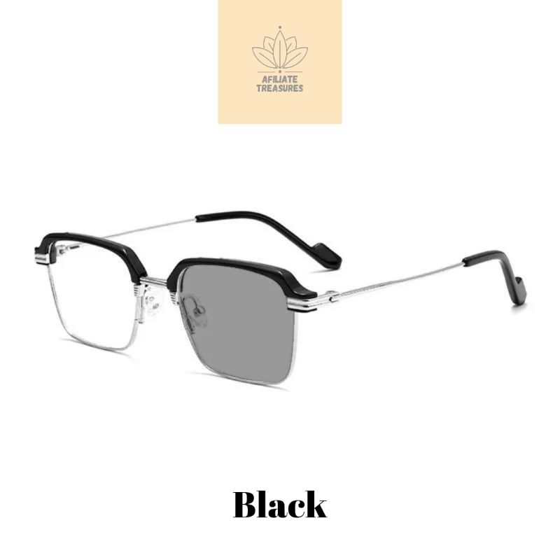 AT-41 Browline Black Photocromic Glasses | Kaca Mata Photocromic Unisex