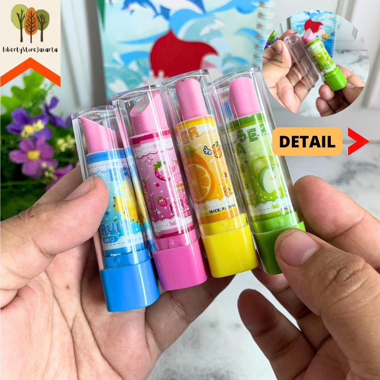 

Penghapus Karet Lipstik Motif Buah ER-1218 Hapusan Tip Unik Alat Tulis Anak Sekolah
