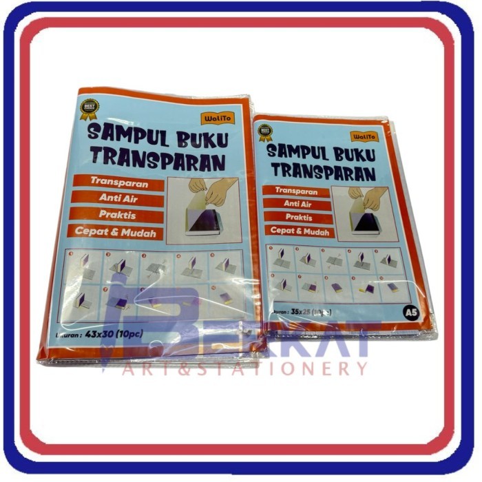 

[1 PACK] Sampul Buku Tulis Transparan Full Perekat / Lem Ukuran Kwarto Boxy