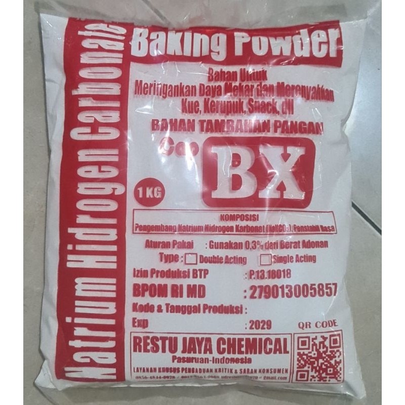 Natrium Hidrogen Carbonat / Baking Powder / Pengembang Makanan Cap BX, Pengembang Kerupuk