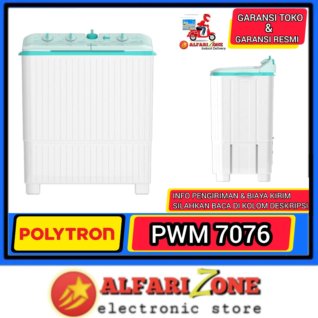 Mesin cuci 7 kg 2 Tabung Polytron PWM7076 mesin cuci 2 tabung 7kg