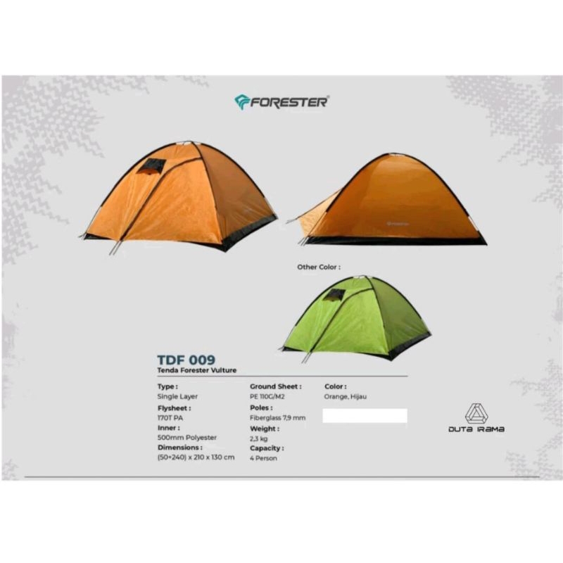 Tenda camping forester vulture kapasitas 4 orang / tenda FORESTER VULTURE TDF 009