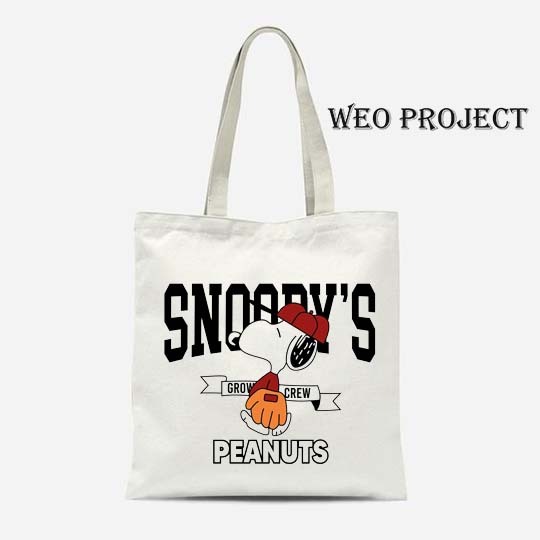 WEO TOTE BAG KANVAS / TOTE BAG WANITA / TOTE BAG Snoopy Peanuts