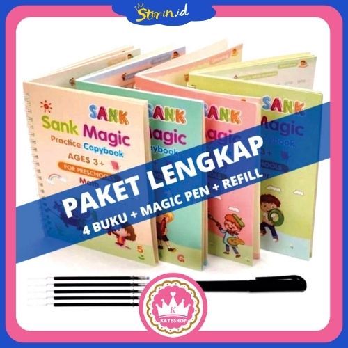 

STORIN - Sank Magic Book ( isi 4 Buku + Pulpen + Refill ) Buku Belajar Menulis Menggambar Edukasi Anak