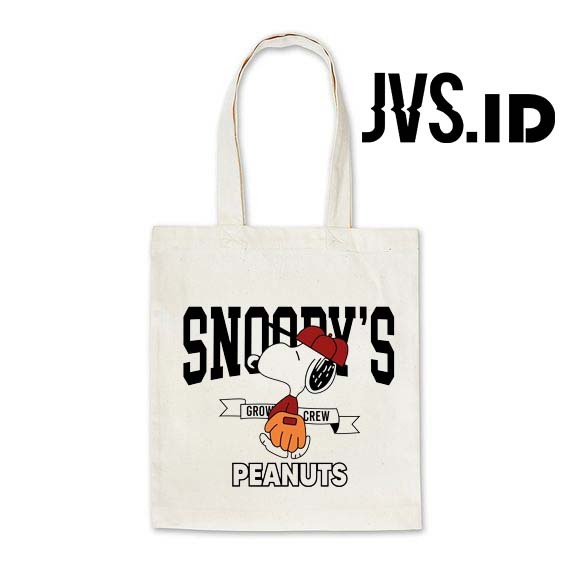 JVS TOTE BAG KANVAS / TOTE BAG WANITA / TOTE BAG Snoopy Peanuts