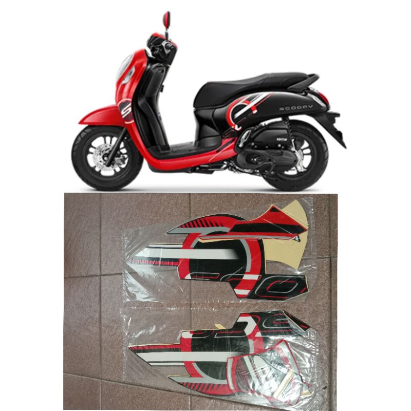 Sticker striping scoopy sporty 2024 merah hitam / Lis body scoopy sporty 2024 merah hitam