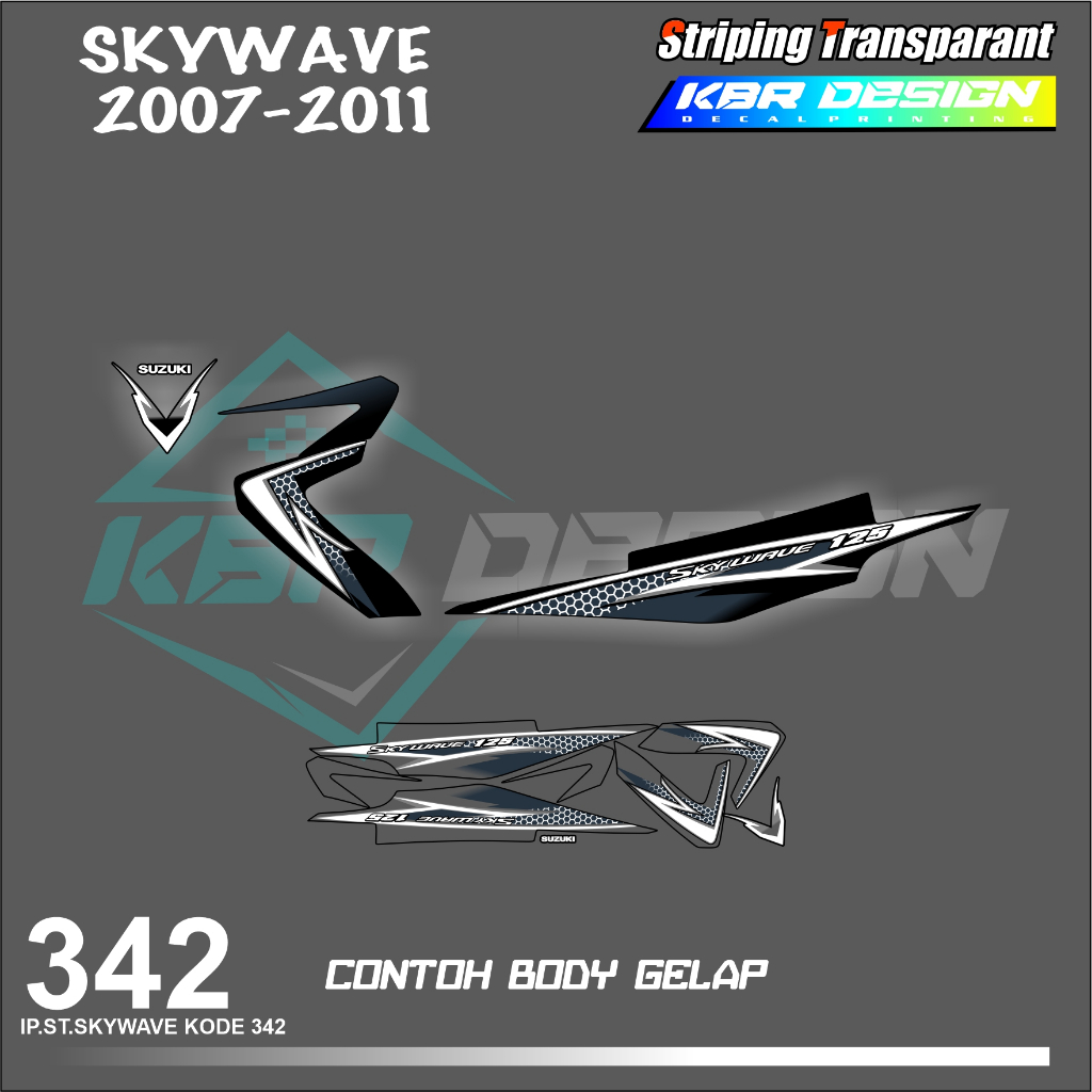 SKYWAVE 2007-2011 (COD) STIKER STRIPING MOTOR SUZUKI SKYWAVE HOLOGRAM DAN TRANSPARAN