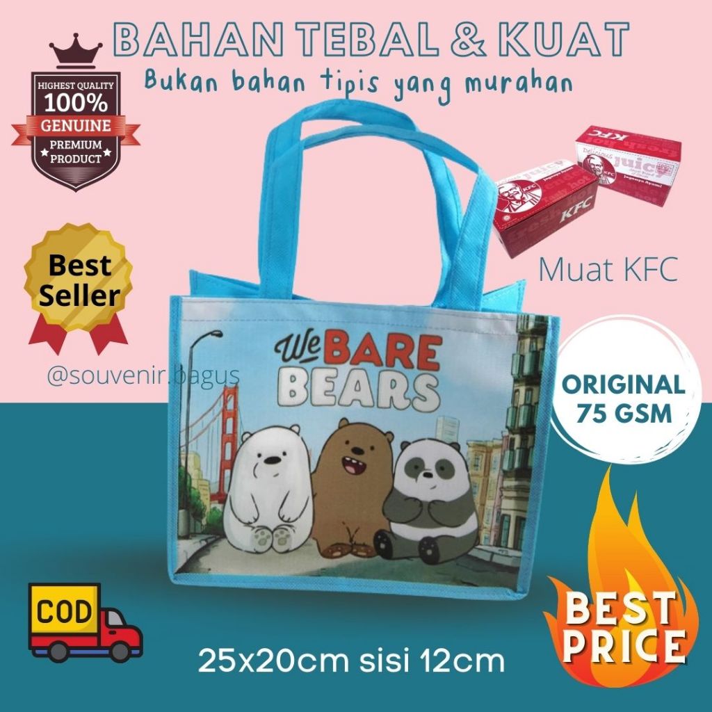 

Tas ultah anak we bare bears beruang kartun animal zoo bear binatang