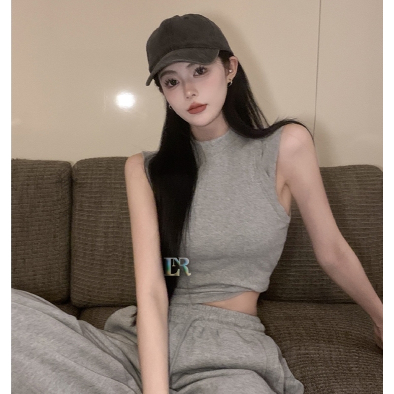 Atasan Casual Crop Top Untuk Remaja Wanita Dewasa Bahan Cotton 40s Lengan Pendek Dua Layar Pakaian S