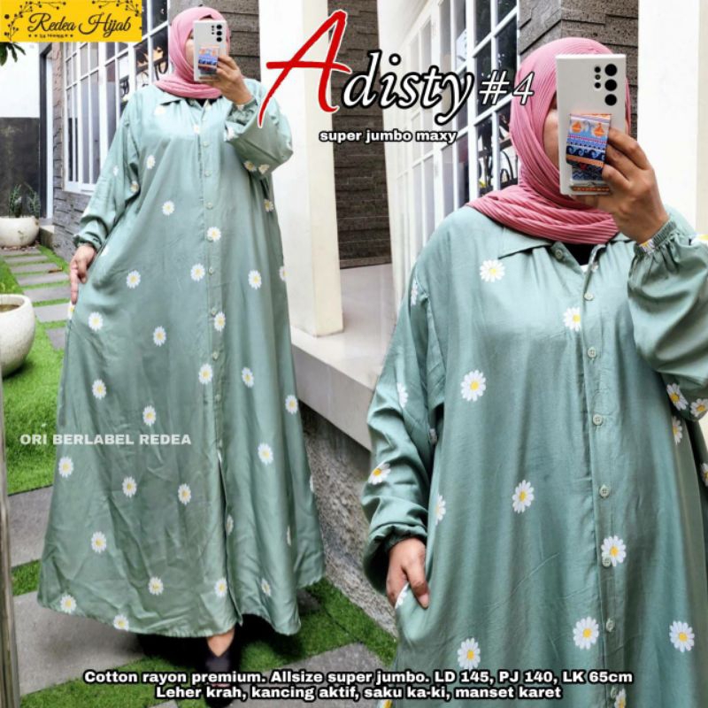 Gamis Busui Adisty Jumbo Maxy Bahan Katun Rayon LD140 By Redea