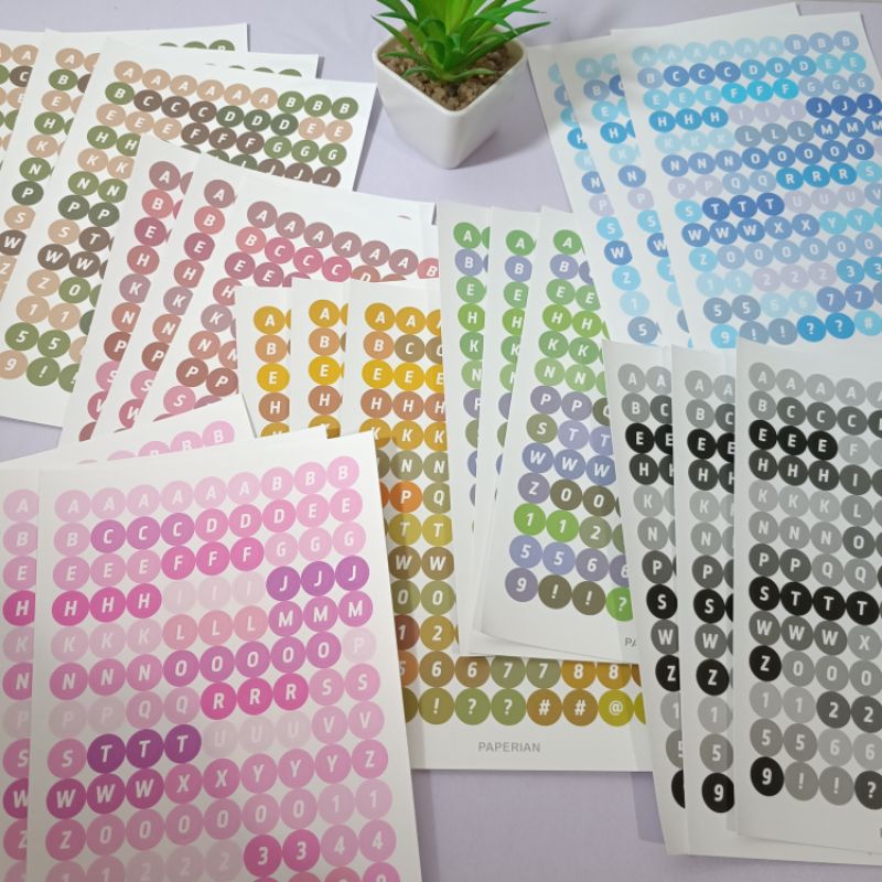 

Sticker alphabet sheet A-Z angka simbol deco DIY buku journal scrapbook