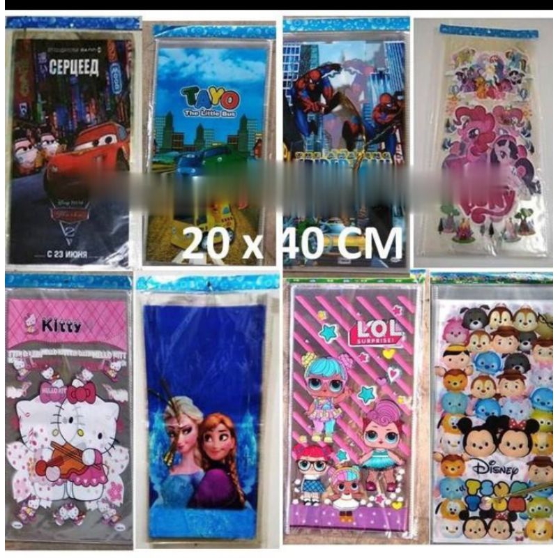 

Plastik snack ulang tahun souvenir 20cmx 40 cm1 pack isi 10 lembar