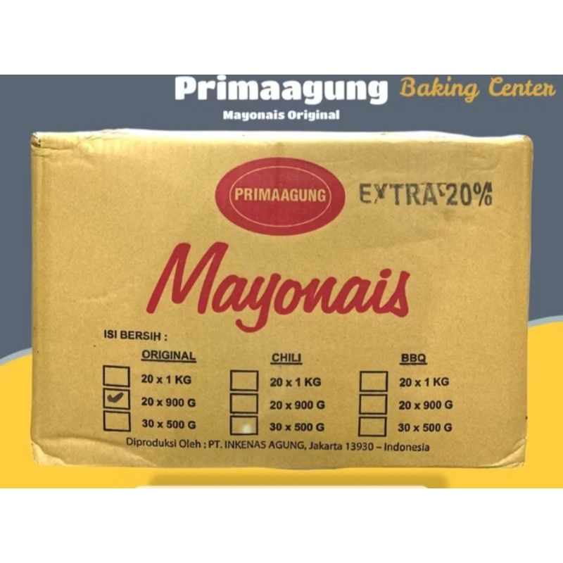 

1 DUS EXP TERBARU !!! MAYONAISE PRIMA AGUNG 900 gr EXTRA 20% ISI 20 pcs