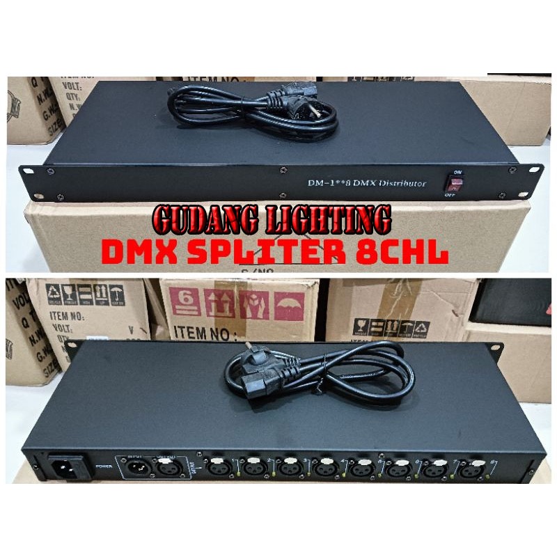 DMX Splitter 8 Way DMX Distributor Penguat Sinyal Lampu Lighting Spliter 8ch